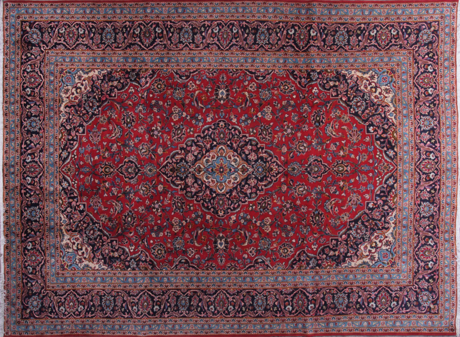 Vintage Kashan Kork Rug 13 x 9.25 FT