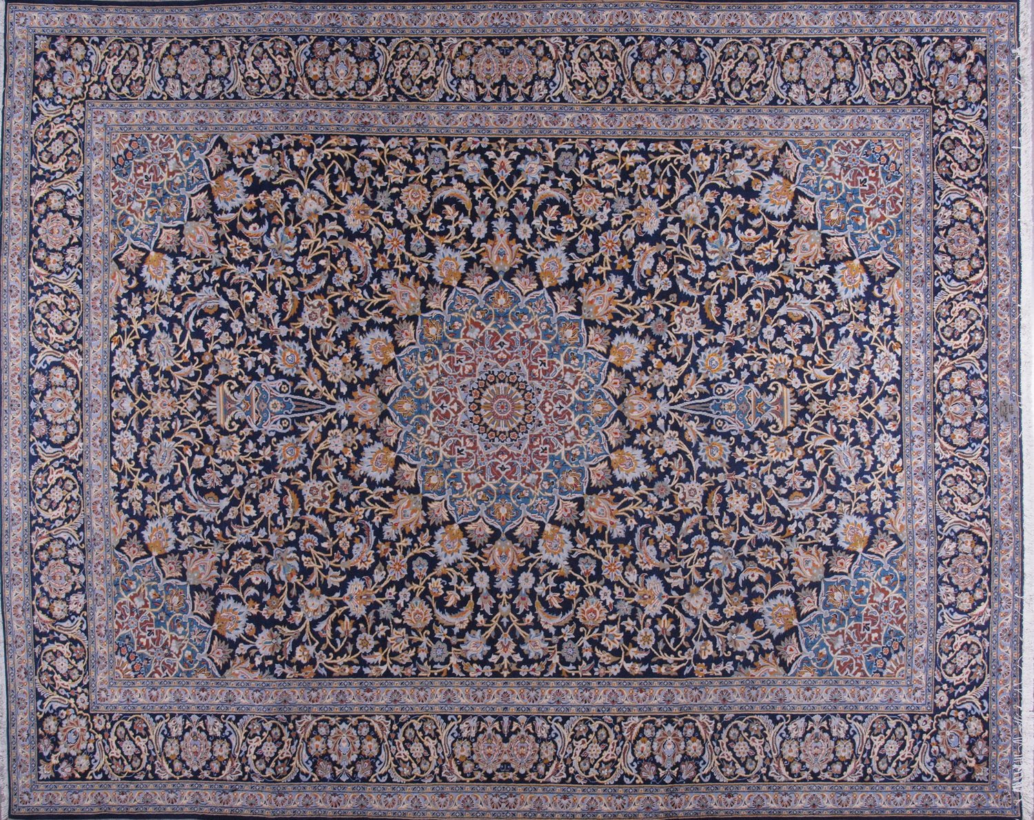 Rare Persian Kashan Panj Rang 12.75 x 10 FT