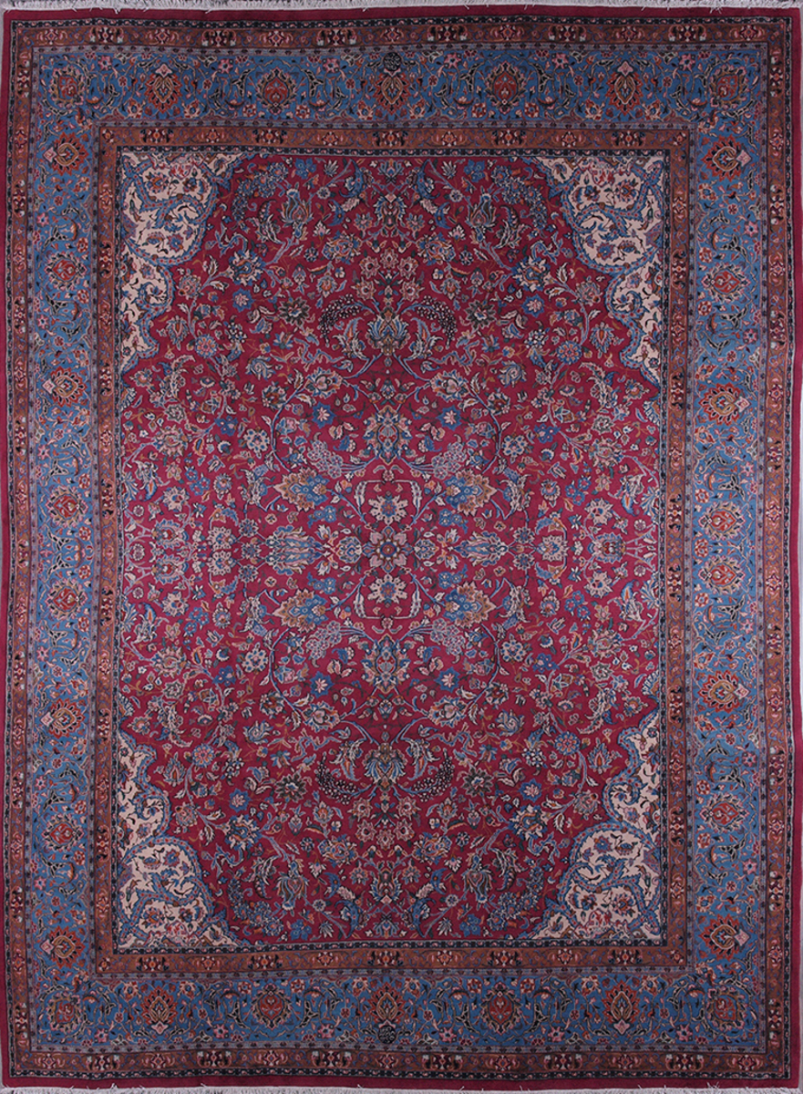 Antique Amoghli Mashad Rug 13 x 9.75 FT