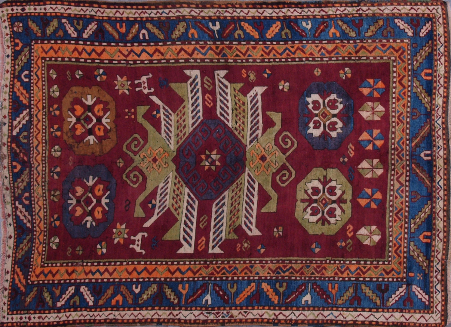 Antique Kazak Rug 6 x 5 FT