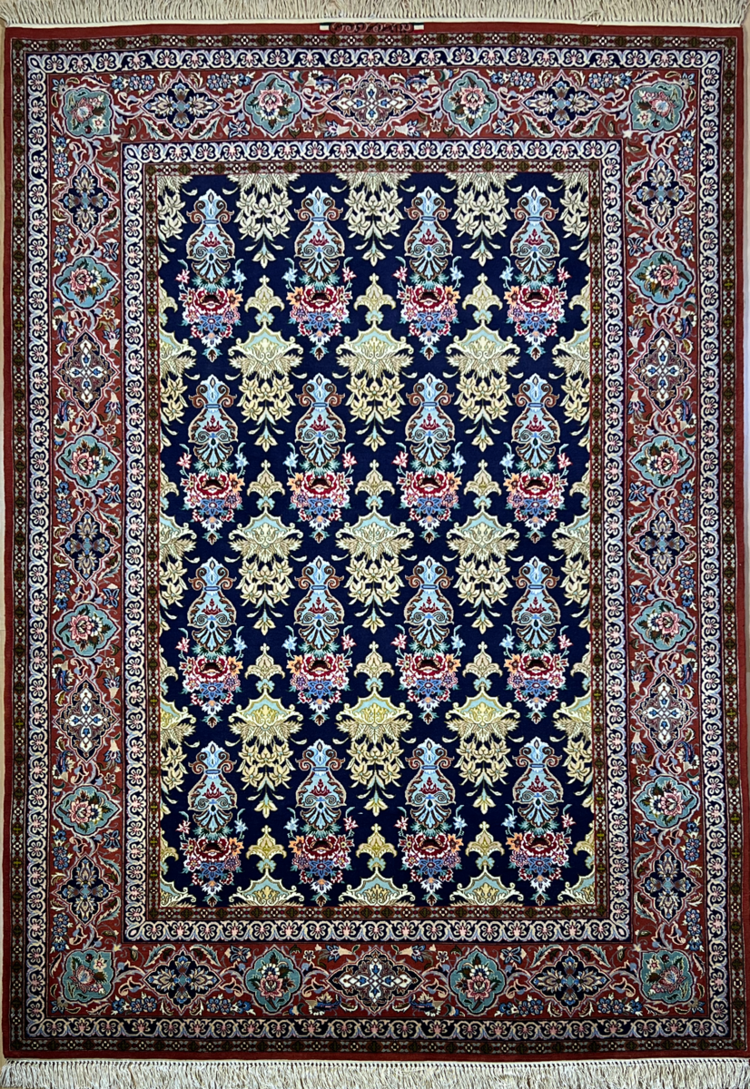 Isfahan Kork silk T-fringes signed MEHDI NASRE ESFAHANI_(11565)